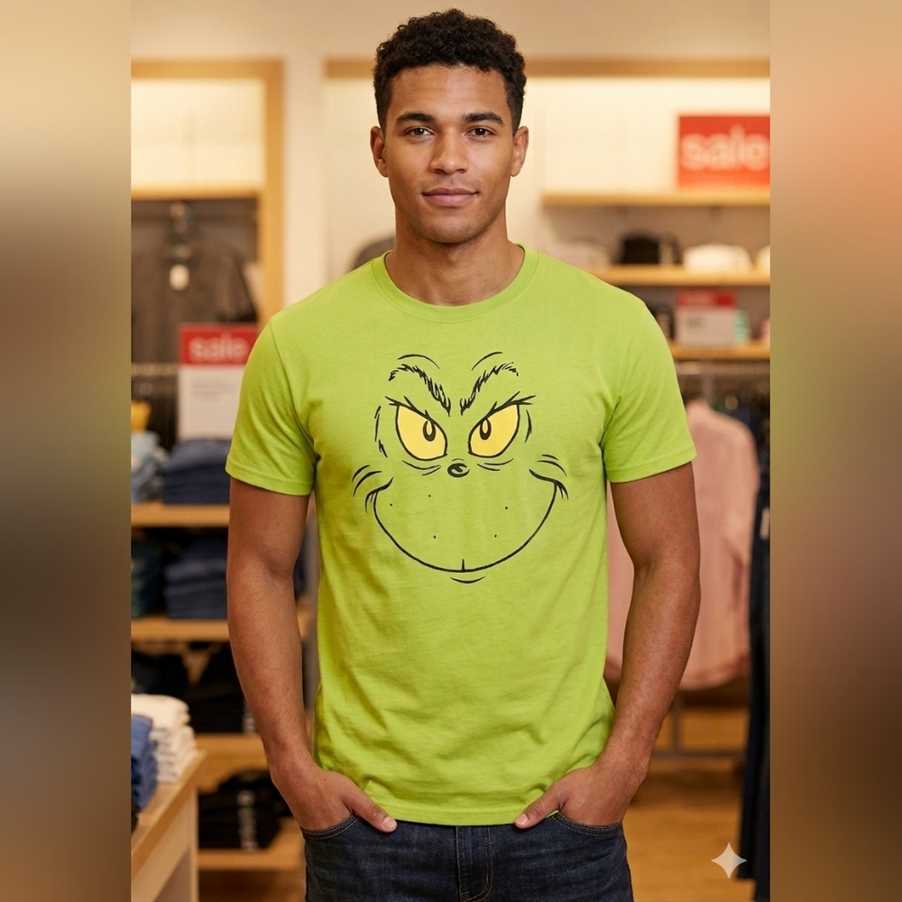 Dr. Seuss The Grinch Men's Green Graphic T-Shirt Size Medium New